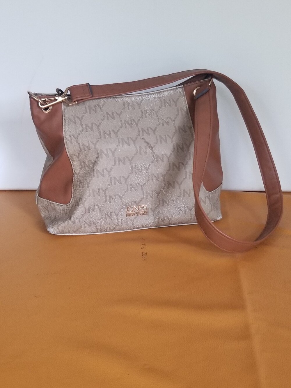 Jones New York Gray And Brown Crossbody Bag/ Purse